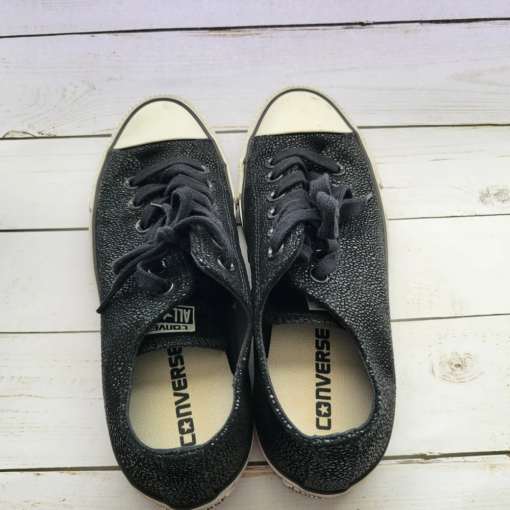 Converse Chuck Taylor All Star Black Glitter Sneakers White‎ Rubber Toe- Size 7